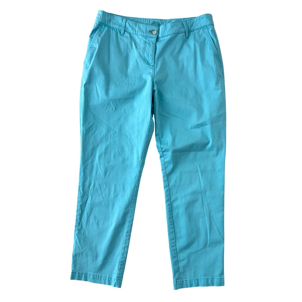 Tommy Bahama Womens Boracay Chino Pants Turquoise Blue Size 10 Straight Leg